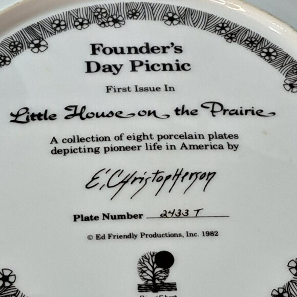 Vintage Little House On The Prairie Founder's Day Collection Picnic Plate 24kt - Picture 8 of 10